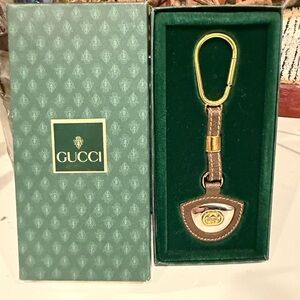 Gucci Gold & Brown Leather Key Holder NEW in Box with Authentication Paper!